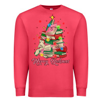 Cardinal merry bookmas christmas book tree Premium Sweatshirt - MaliasSmallBusiness