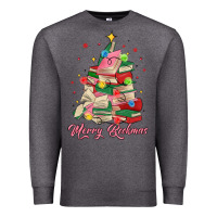 Charcoal Heather merry bookmas christmas book tree Premium Sweatshirt - MaliasSmallBusiness