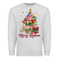 Dove Grey merry bookmas christmas book tree Premium Sweatshirt - MaliasSmallBusiness