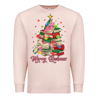 Pale Pink merry bookmas christmas book tree Premium Sweatshirt - MaliasSmallBusiness