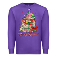 Purple merry bookmas christmas book tree Premium Sweatshirt - MaliasSmallBusiness