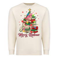 Sandshell merry bookmas christmas book tree Premium Sweatshirt - MaliasSmallBusiness