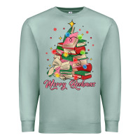 Seafoam merry bookmas christmas book tree Premium Sweatshirt - MaliasSmallBusiness