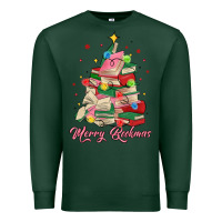 Sports Green merry bookmas christmas book tree Premium Sweatshirt - MaliasSmallBusiness