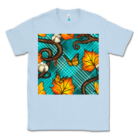 Dusty Blue autumn leaves seamless pattern Classic Tee - BundleAndBundleShop