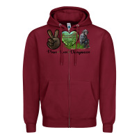Burgundy Peace Love Chimpanzee Zipper Hoodie - LillyAllenDesigns