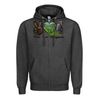 Charcoal Heather Peace Love Chimpanzee Zipper Hoodie - LillyAllenDesigns