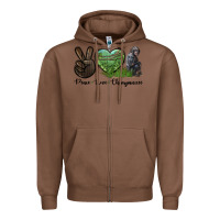 Chestnut Peace Love Chimpanzee Zipper Hoodie - LillyAllenDesigns