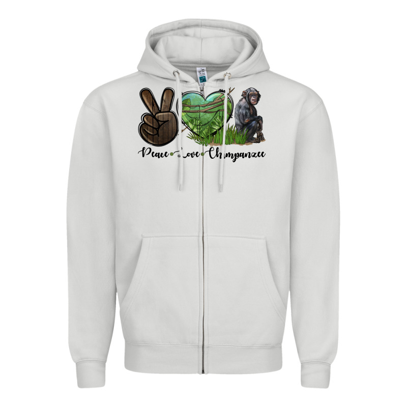 Peace Love Chimpanzee Zipper Hoodie by LillyAllenDesigns | Teevron