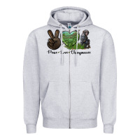 Heather Grey Peace Love Chimpanzee Zipper Hoodie - LillyAllenDesigns