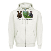 Oatmeal Heather Peace Love Chimpanzee Zipper Hoodie - LillyAllenDesigns