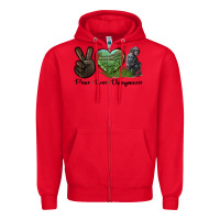 Red Peace Love Chimpanzee Zipper Hoodie - LillyAllenDesigns