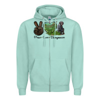 Seafoam Peace Love Chimpanzee Zipper Hoodie - LillyAllenDesigns