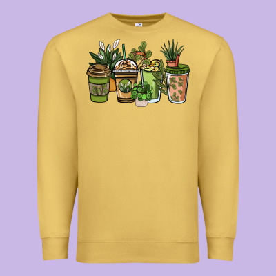 Plant Lover Coffee Cups Premium Sweatshirt Designed By Nancycooperartshop