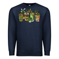 Navy plant lover coffee cups Premium Sweatshirt - NancyCooperArtShop