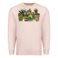 Pale Pink plant lover coffee cups Premium Sweatshirt - NancyCooperArtShop