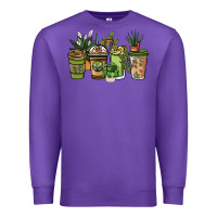 Purple plant lover coffee cups Premium Sweatshirt - NancyCooperArtShop