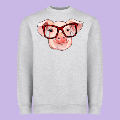 Pig With Red Glasses Heavyweight Sweatshirt Designed By Ranaportraitstore