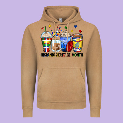 Hispanic Heritage Month Coffee Cups Vintage Hoodie Designed By Zillion Design Studio