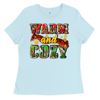 Baby Blue warm and cozy with scarf Ladies Tee - AdoDesignShop