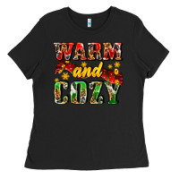 Black warm and cozy with scarf Ladies Tee - AdoDesignShop
