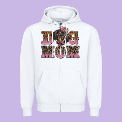 Dog Mom Dachshund Zipper Hoodie Designed By Barkaloodesign