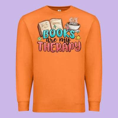 Books Are My Therapy Premium Sweatshirt Designed By Maliassmallbusiness