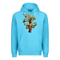 Ocean Blue Cholla Tree Cactus Premium Hoodie - LillyAllenDesigns