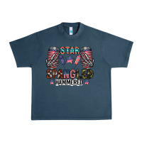 Midnight Navy star spangled hammered Urban Heavy Tee - CowhideDigitalArt
