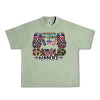 Oil Green star spangled hammered Urban Heavy Tee - CowhideDigitalArt