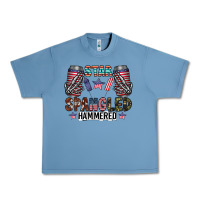 Pebble Blue star spangled hammered Urban Heavy Tee - CowhideDigitalArt