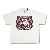 Pistachio star spangled hammered Urban Heavy Tee - CowhideDigitalArt