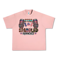 Salmon star spangled hammered Urban Heavy Tee - CowhideDigitalArt