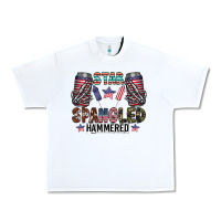 White star spangled hammered Urban Heavy Tee - CowhideDigitalArt