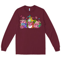 Burgundy western cancer  coffee cups with ribbons Long Sleeve Tee - AdoDesignShop