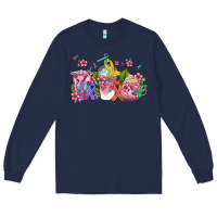 Navy western cancer  coffee cups with ribbons Long Sleeve Tee - AdoDesignShop
