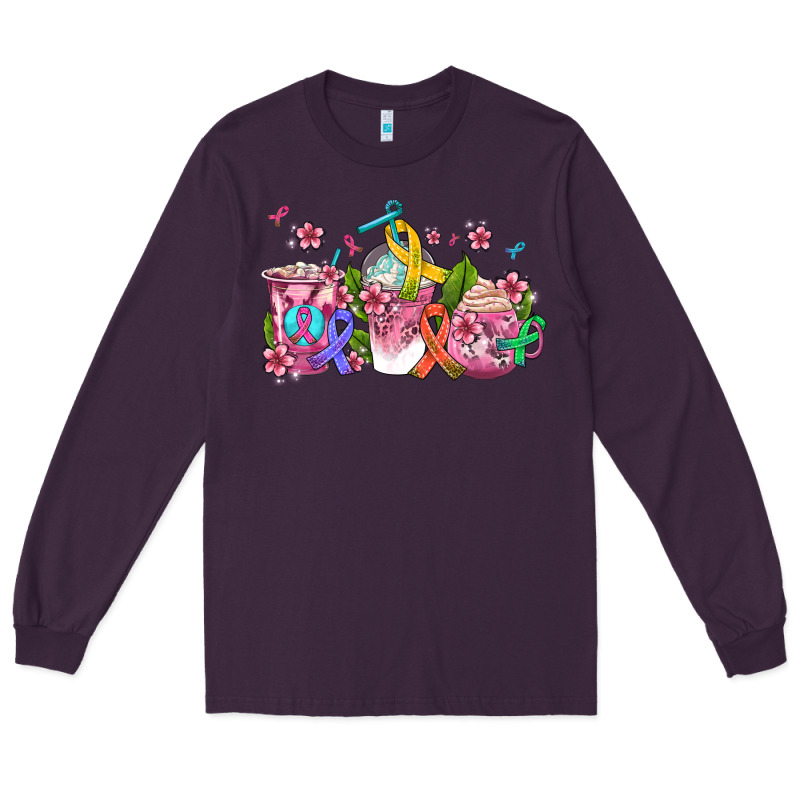 Western Cancer  Coffee Cups With Ribbons Long Sleeve Tee by AdoDesignShop | Teevron
