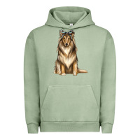 Pigment Oil Green collie with bandanna Urban Hoodie - texasbilliewilder