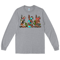 Heather Grey leopard cowhide turquoise cactus bunny's Long Sleeve Tee - JahusDesignShop