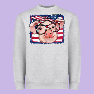 American Flag Pig Heavyweight Sweatshirt Designed By Ranaportraitstore