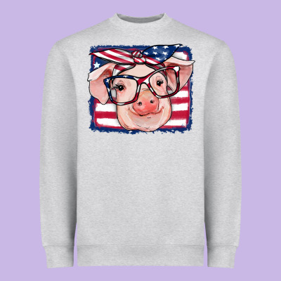 American Flag Pig Heavyweight Sweatshirt Designed By Ranaportraitstore