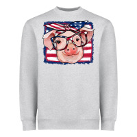 Heather Grey american flag pig Heavyweight Sweatshirt - RanaPortraitStore