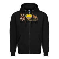 Black Peace Love Giraffes Zipper Hoodie - LillyAllenDesigns
