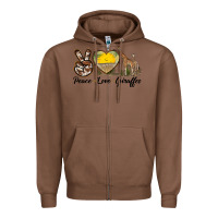 Chestnut Peace Love Giraffes Zipper Hoodie - LillyAllenDesigns