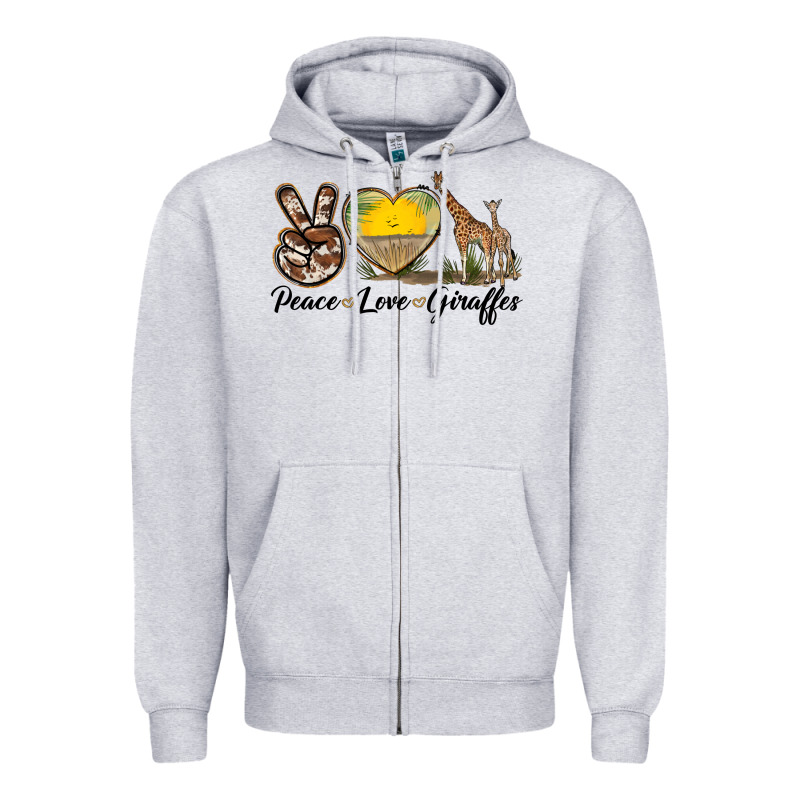 Peace Love Giraffes Zipper Hoodie by LillyAllenDesigns | Teevron