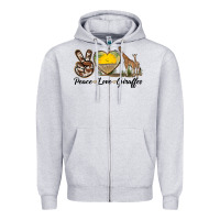Heather Grey Peace Love Giraffes Zipper Hoodie - LillyAllenDesigns