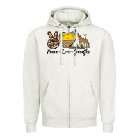 Oatmeal Heather Peace Love Giraffes Zipper Hoodie - LillyAllenDesigns