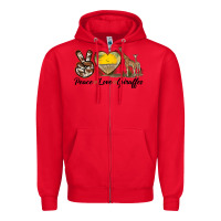 Red Peace Love Giraffes Zipper Hoodie - LillyAllenDesigns