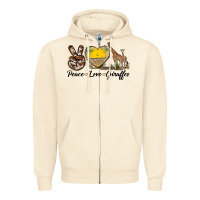 Sandshell Peace Love Giraffes Zipper Hoodie - LillyAllenDesigns
