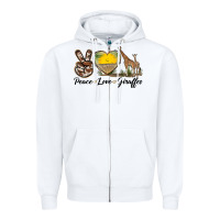 White Peace Love Giraffes Zipper Hoodie - LillyAllenDesigns